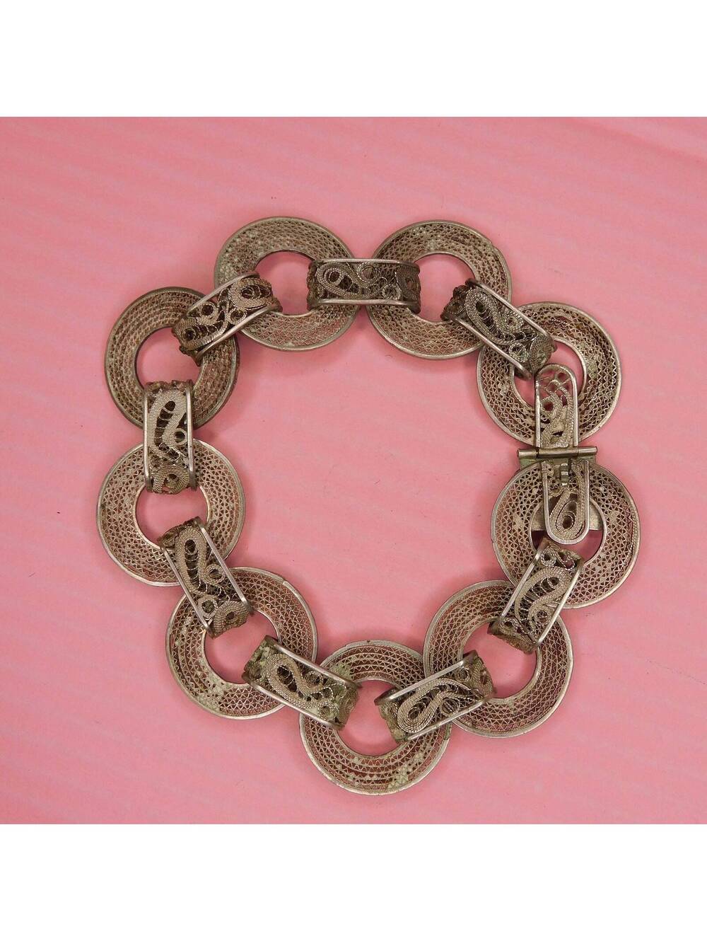 Silver Vintage Ornate Scrollwork Bracelet